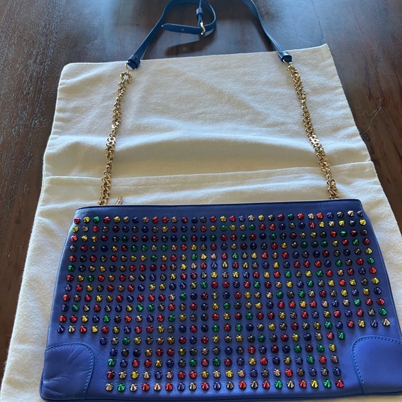 Christian Louboutin Handbags - Christian Louboutin Multicolor Studded Blue Shoulder Bag